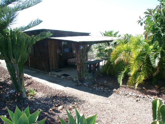 Teneriffa Finca San Juan, gemütliche Terrasse mit viel Grün rundum. 
