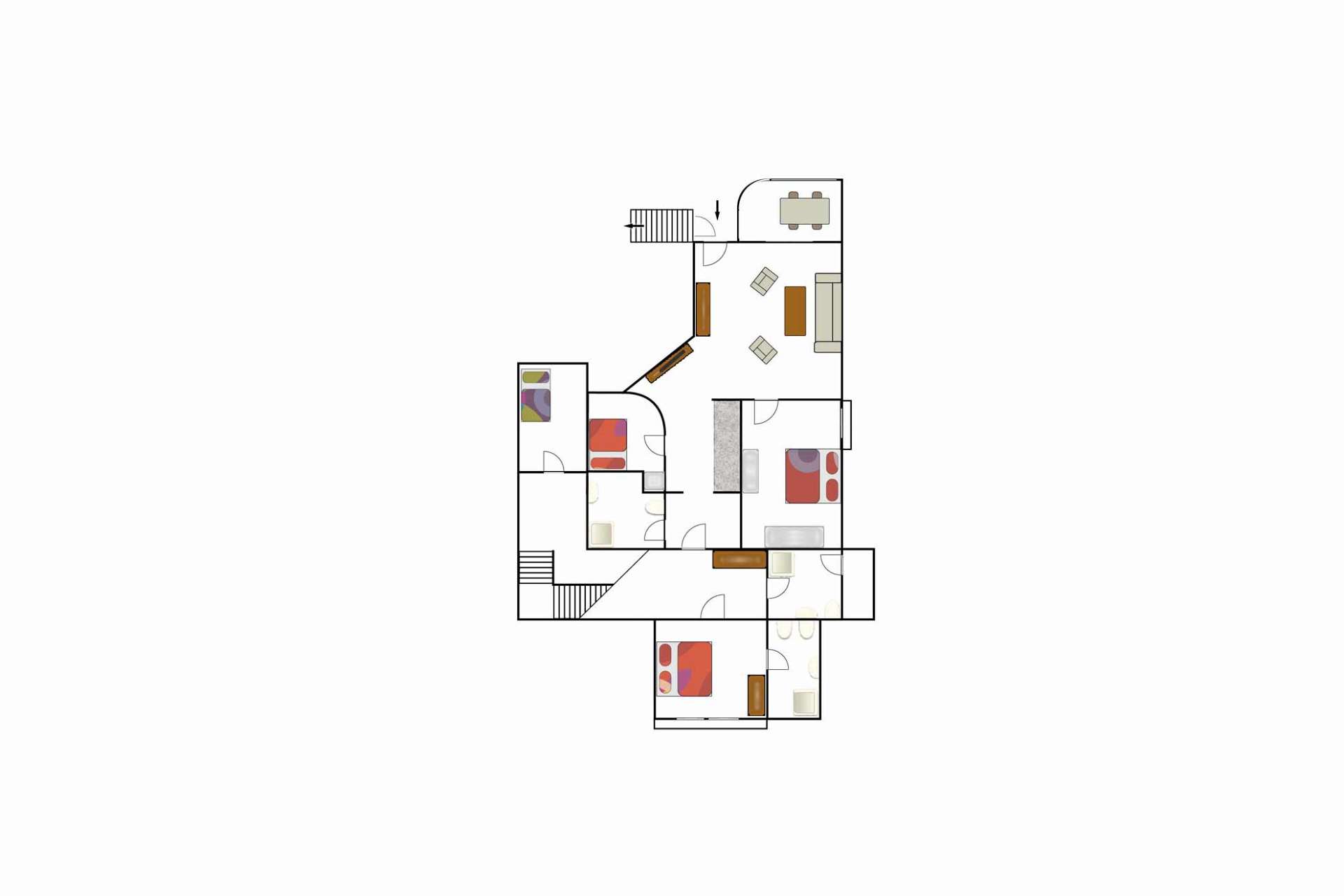 Layout of basement of Villa Andalucía, Chayofa, Tenerife. Not drawn in scale.