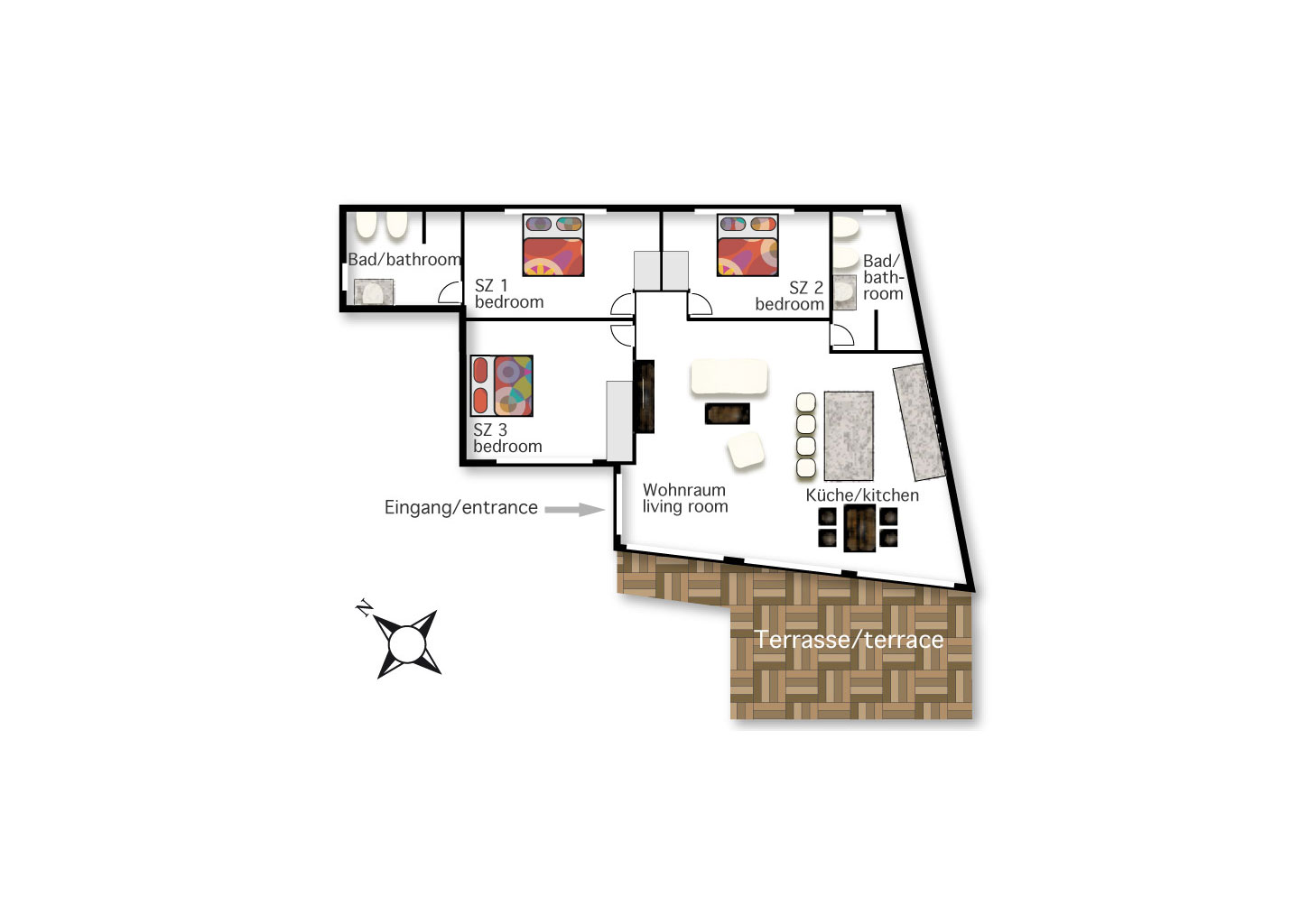 Layout of Casa Flores, 3 Schlafzimmer, Finca Alcala