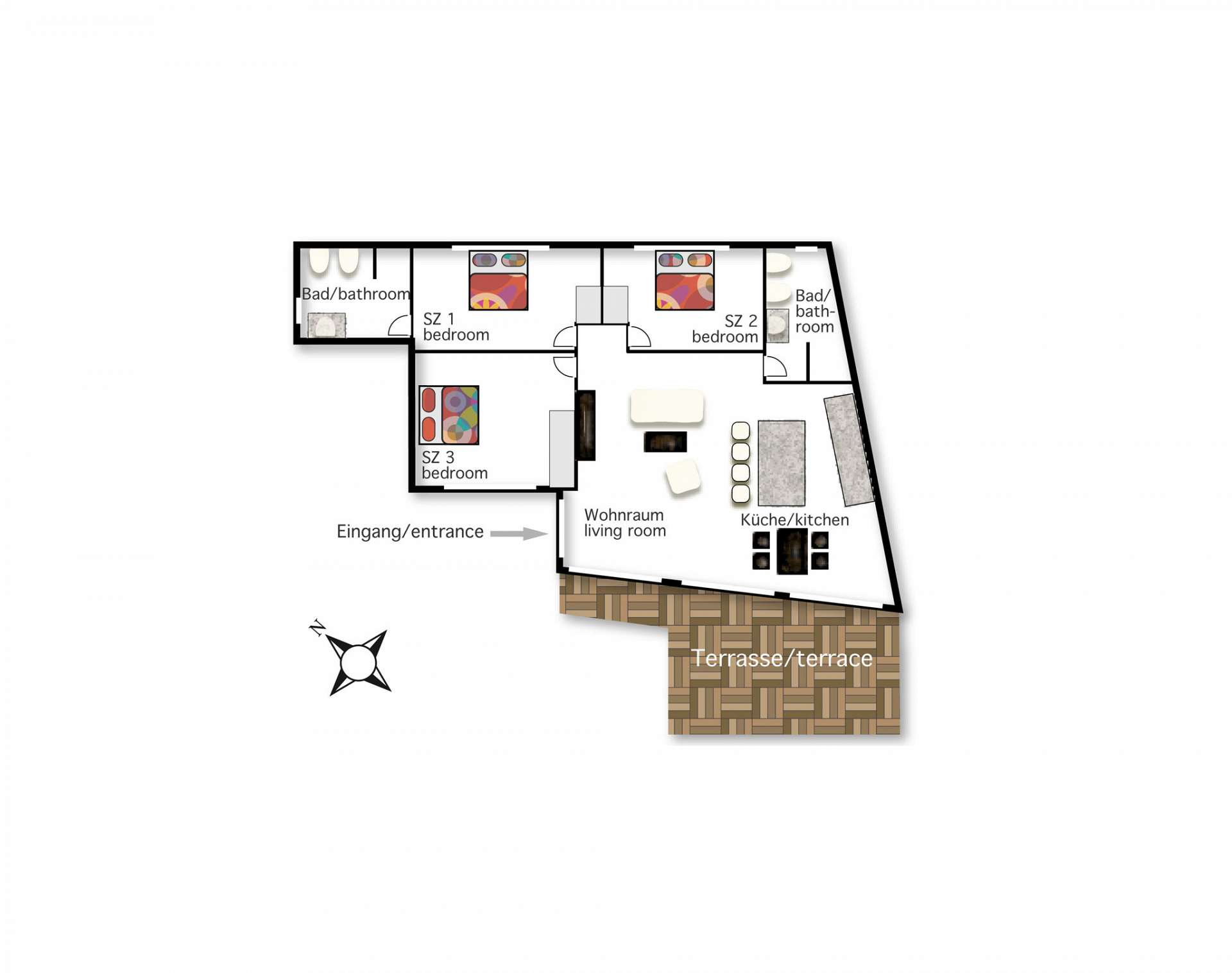 Layout of Casa Flores, 3 Schlafzimmer, Finca Alcala