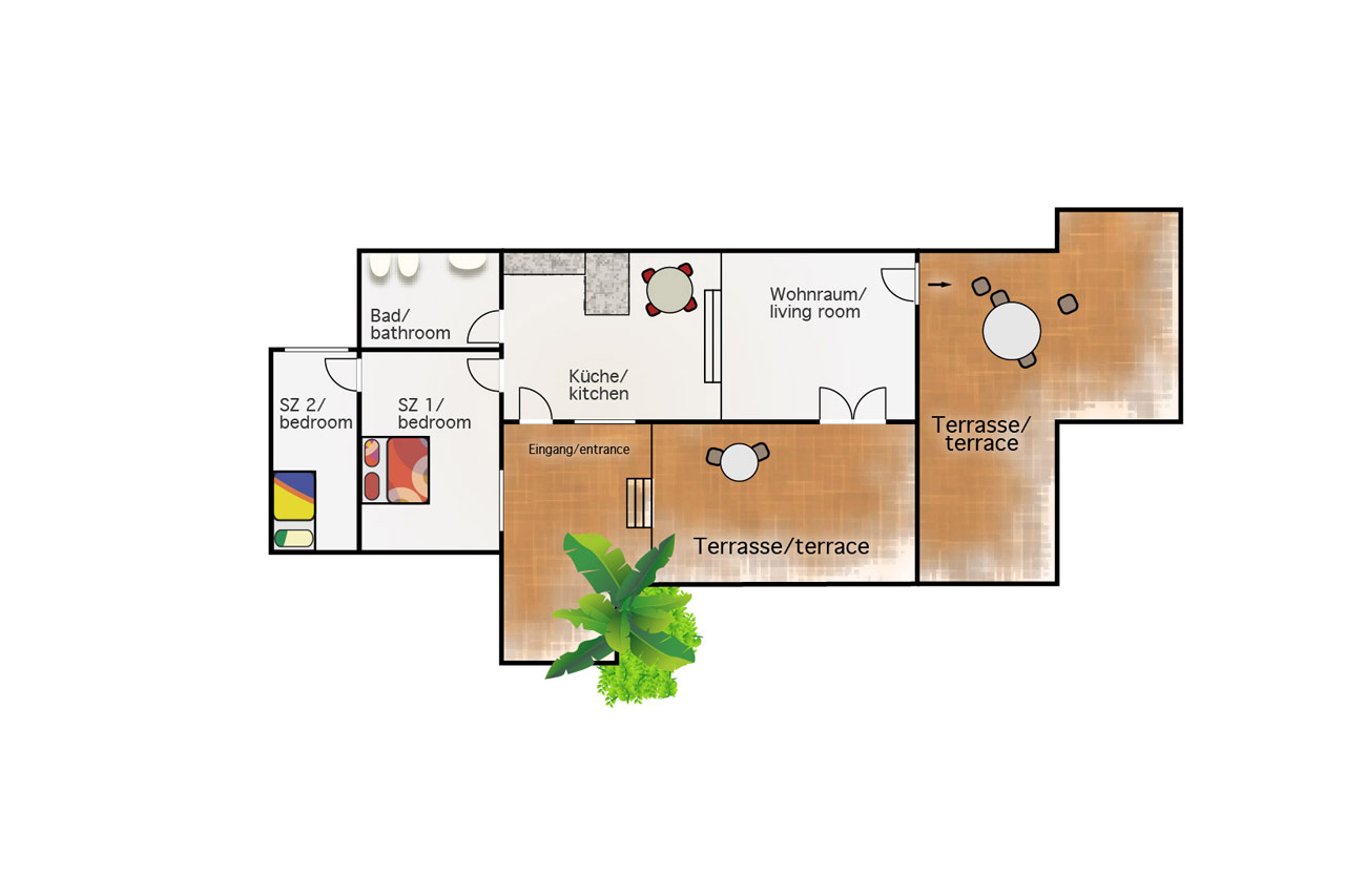 Layout of Casa Zahora, 2 Schlafzimmer, Finca SanJuan/Batista