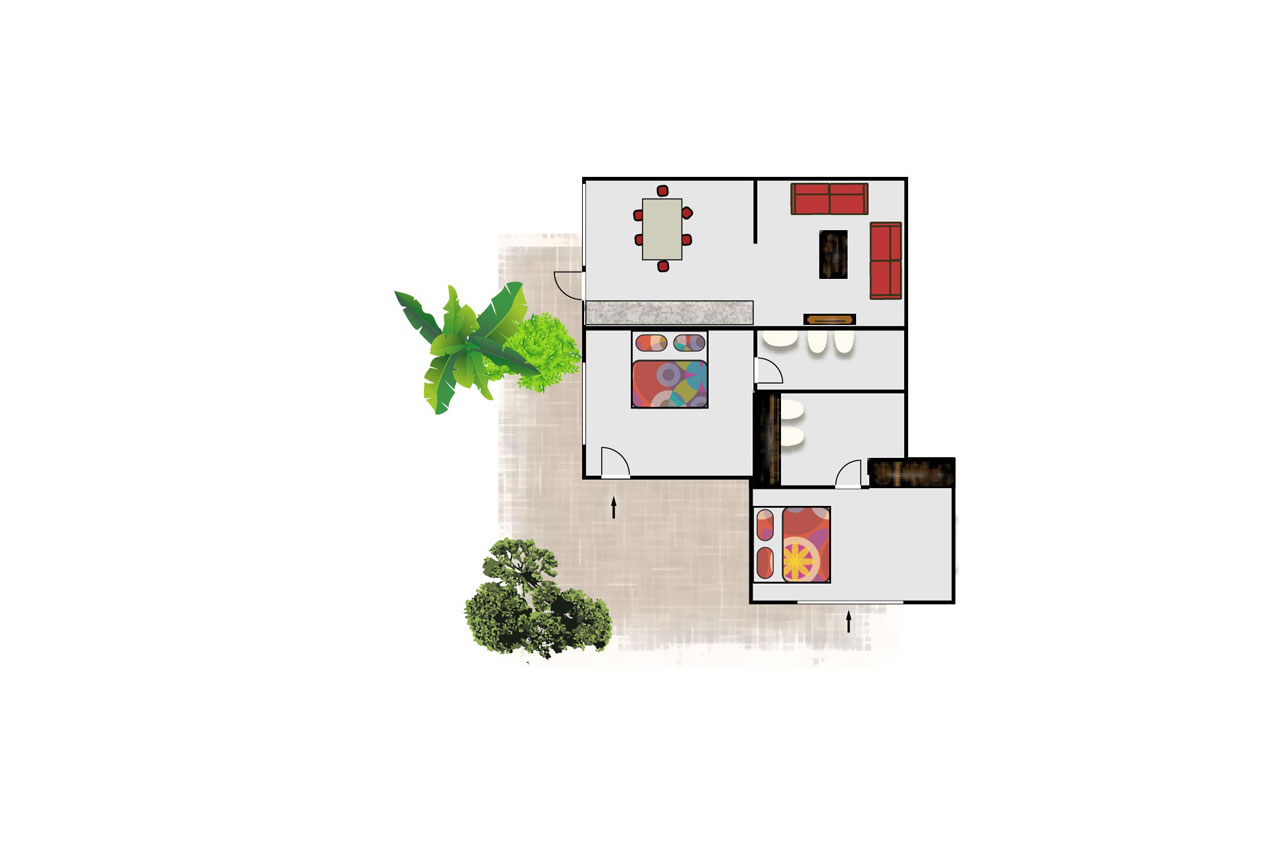 Layout of Apartments FIBAN, 2 Schlafzimmer, Finca SanJuan/Batista