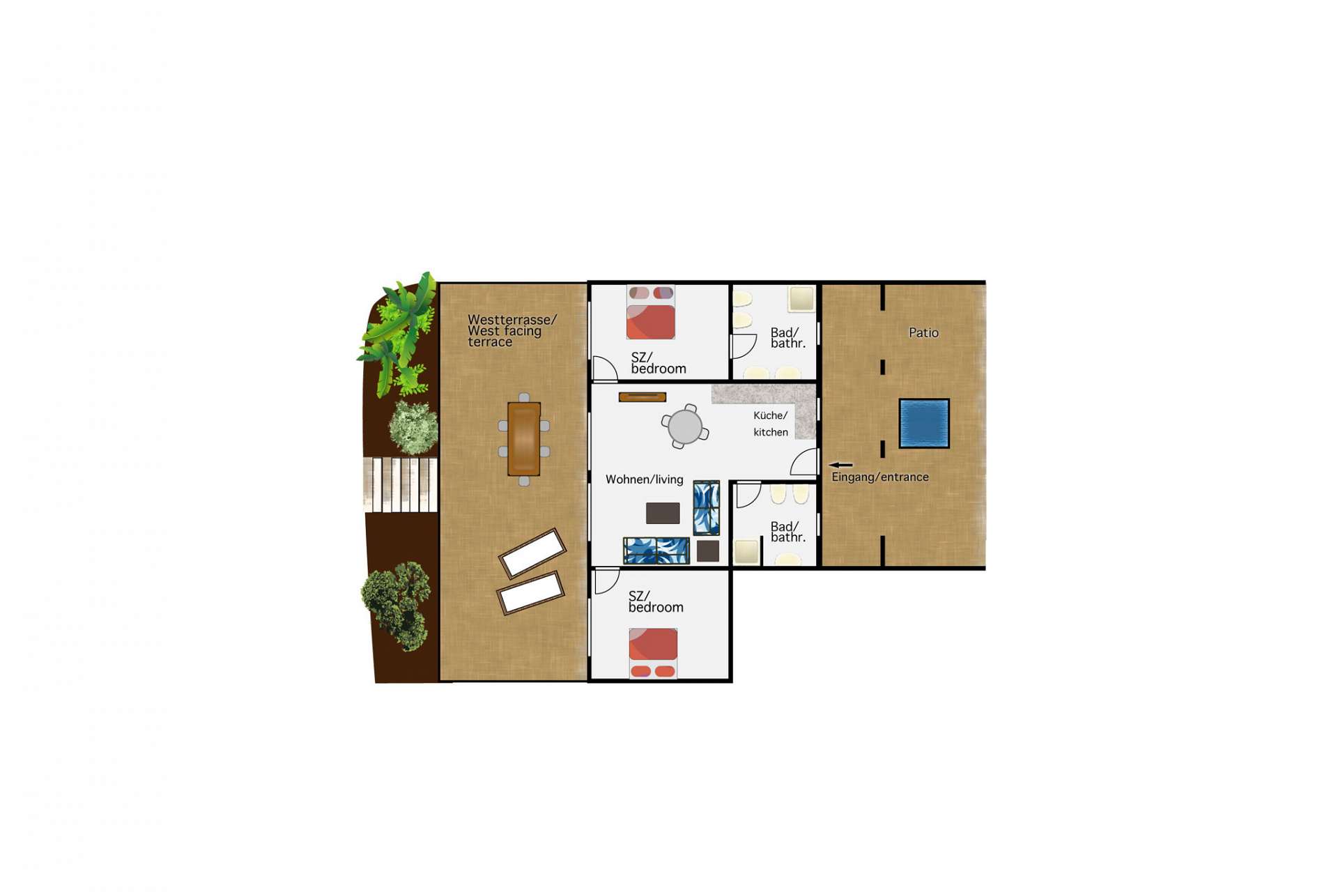 Layout of Casa Alhambra, 2 Schlafzimmer, Finca SanJuan/Batista