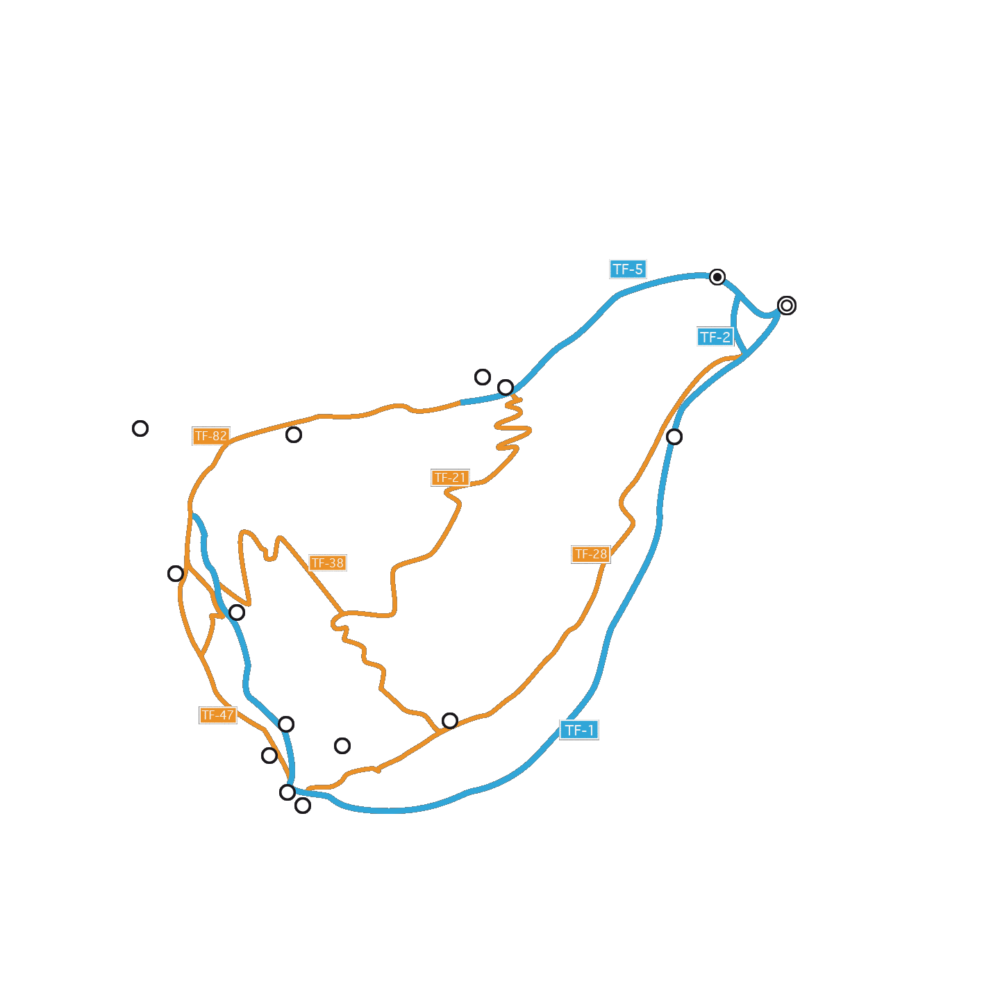 Autobahnen, Straßen und Orte auf Teneriffa